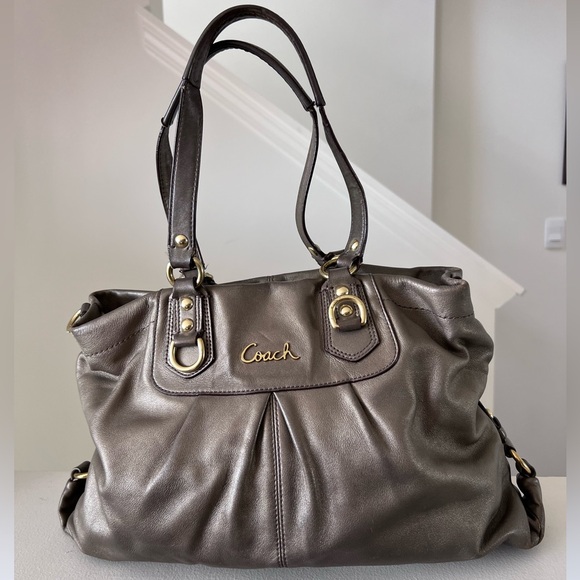 Coach Handbags - Coach Ashley Leather Carryall Shoulder Bag Purse Metallic F15513